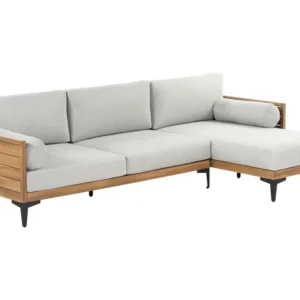 4 Seater Certified Acacia Wood Garden Corner Sofa Grey CAVEZZO