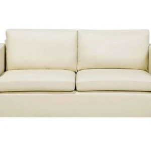 3 Seater Leather Sofa Cream HELSINKI