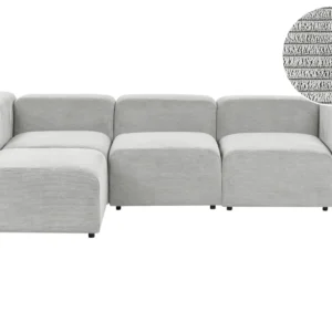 3 Seater Modular Corduroy Sofa Ottoman Grey FALSTERBO