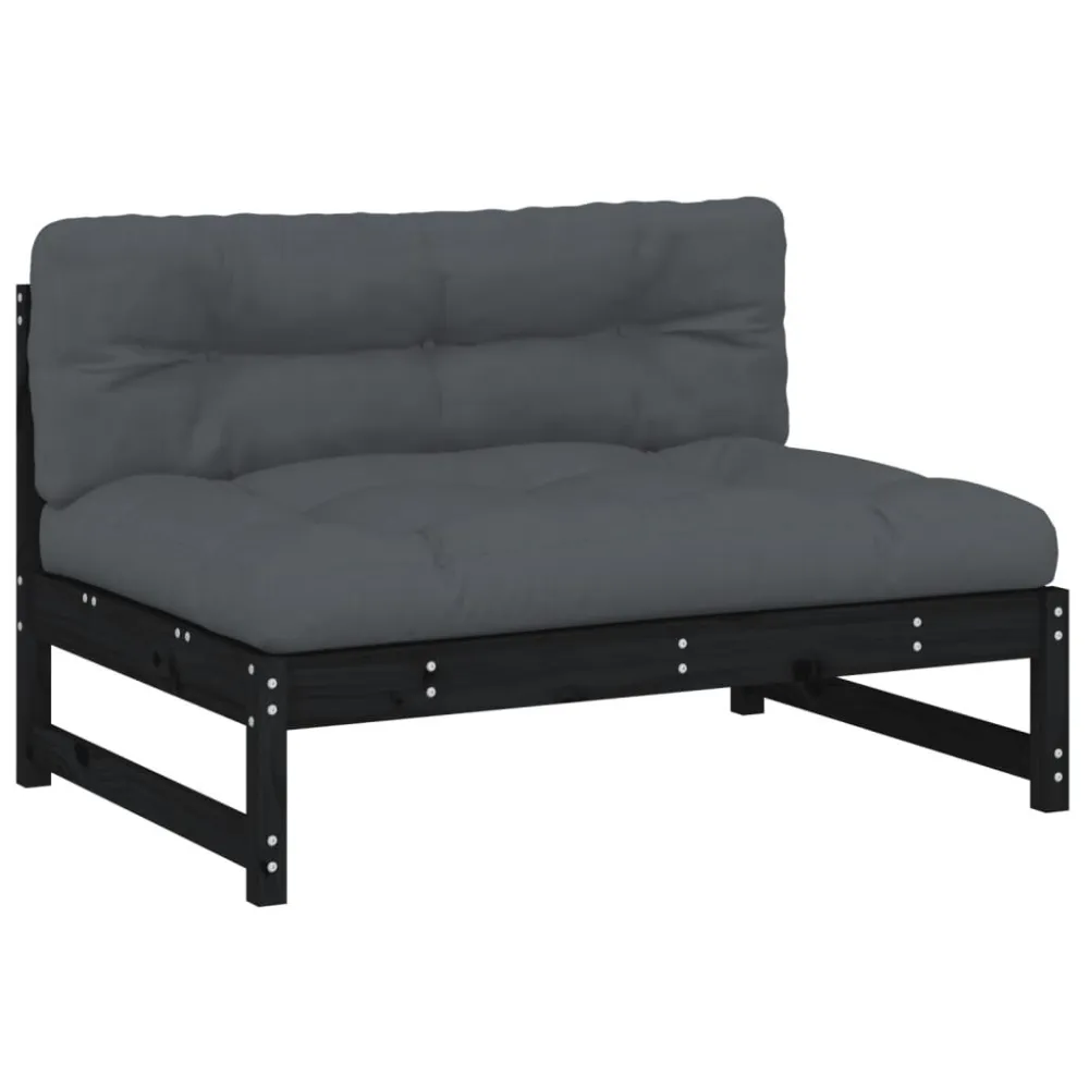 Sofá de centro 120x80 cm madeira de pinho maciç preto para Relaxamento ao Ar Livre