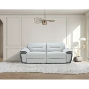 Sofá de 3 lugares reclinável em microfibra bicolor antracite e cinzento-claro PARUA com Revestimento em Textilene