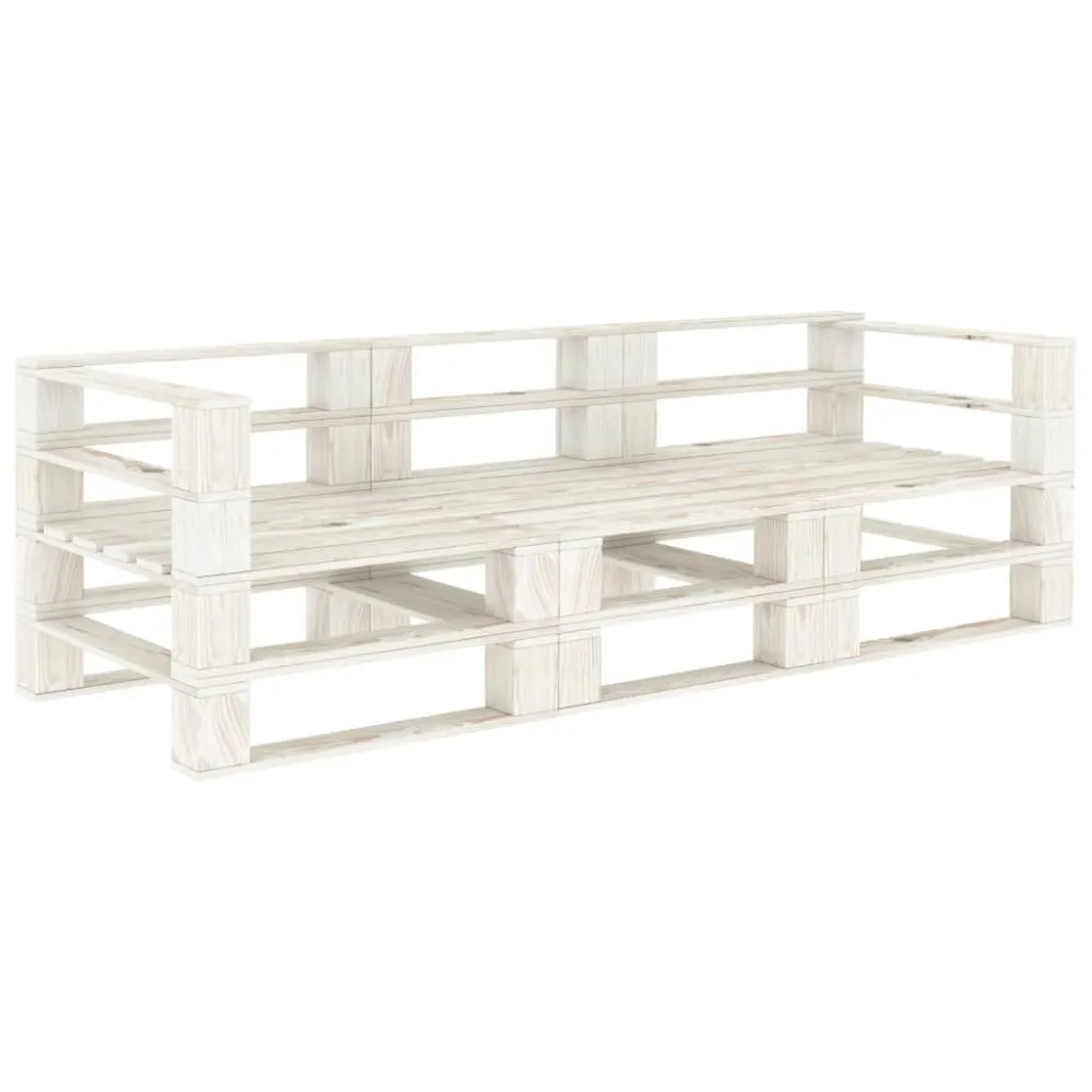 Sofá de paletes para jardim 3 lugares madeira branco Fácil de Guardar