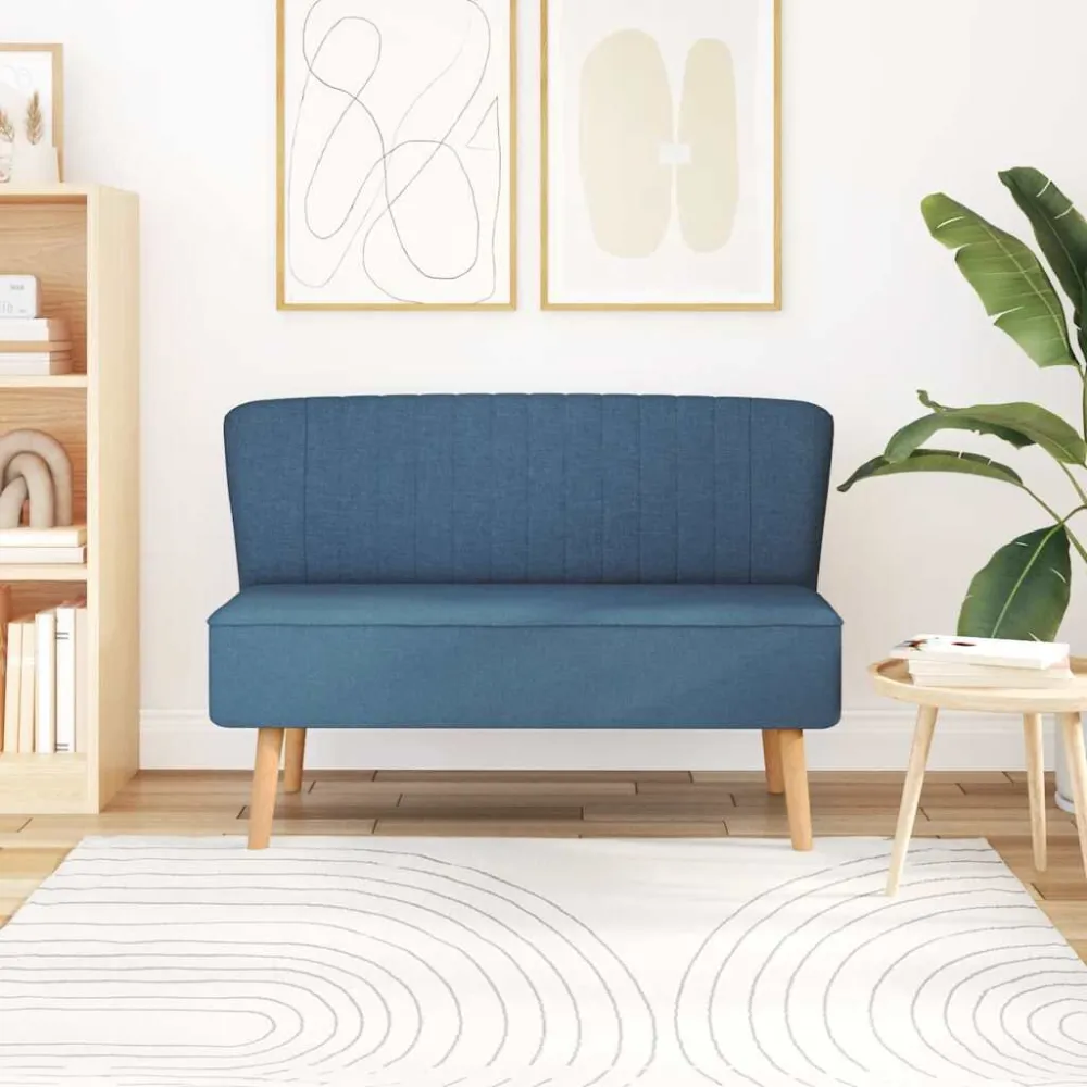 Sofá de tecido 117x55,5x77 cm azul com Almofada Inclusa