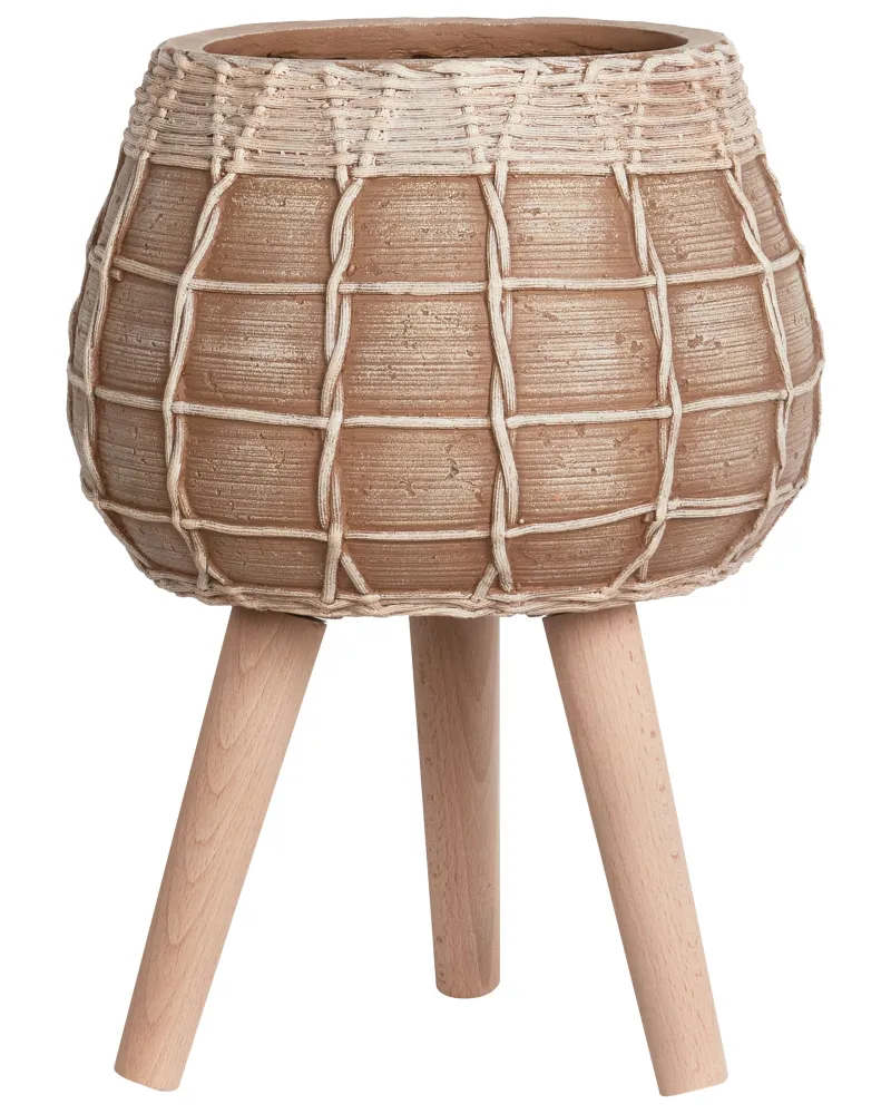 Elevated Plant Pot DARMERA Ceramic Light Caramelo