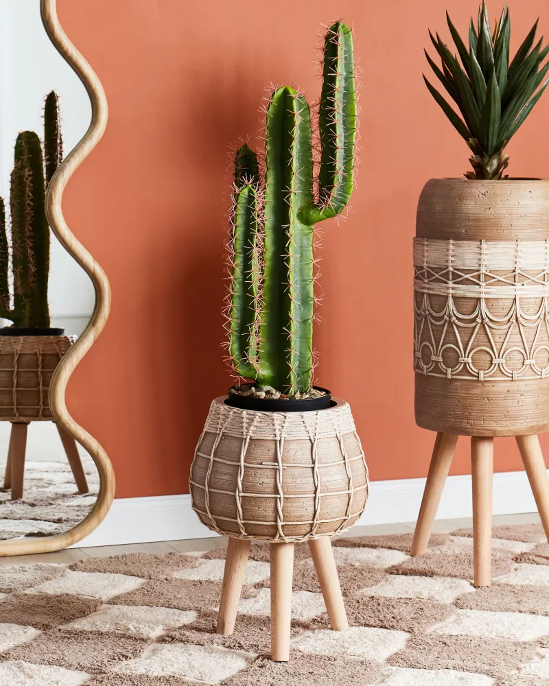 Elevated Plant Pot DARMERA Ceramic Light Caramelo