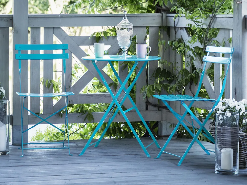 Steel Garden Bistro Set Azul FIORI