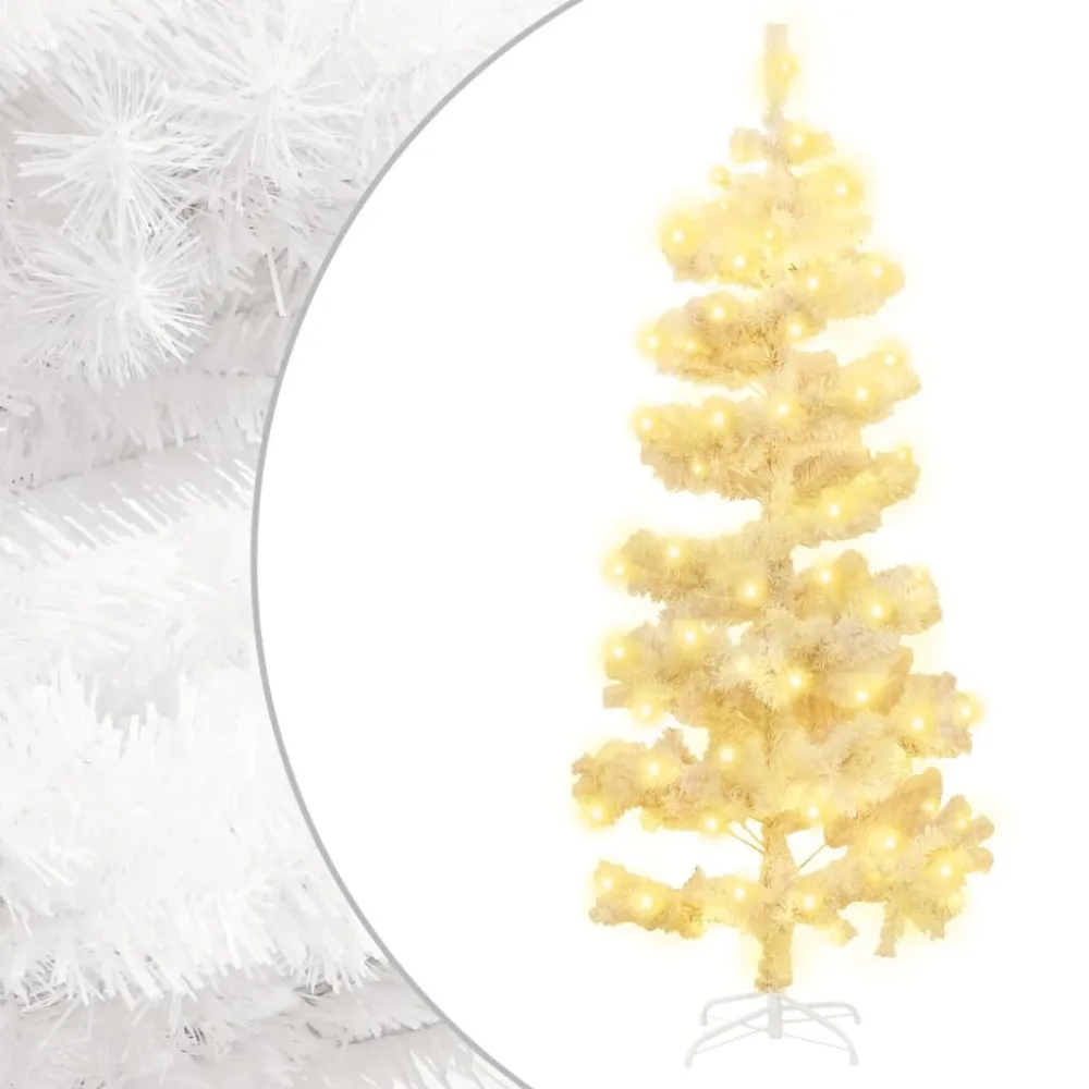 Ajustável Universal Árvore de Natal rotativa pré-iluminada + suporte PVC branco