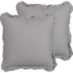 Set 2 Linho Cushions 45 x 45 cm Grey GLABRA