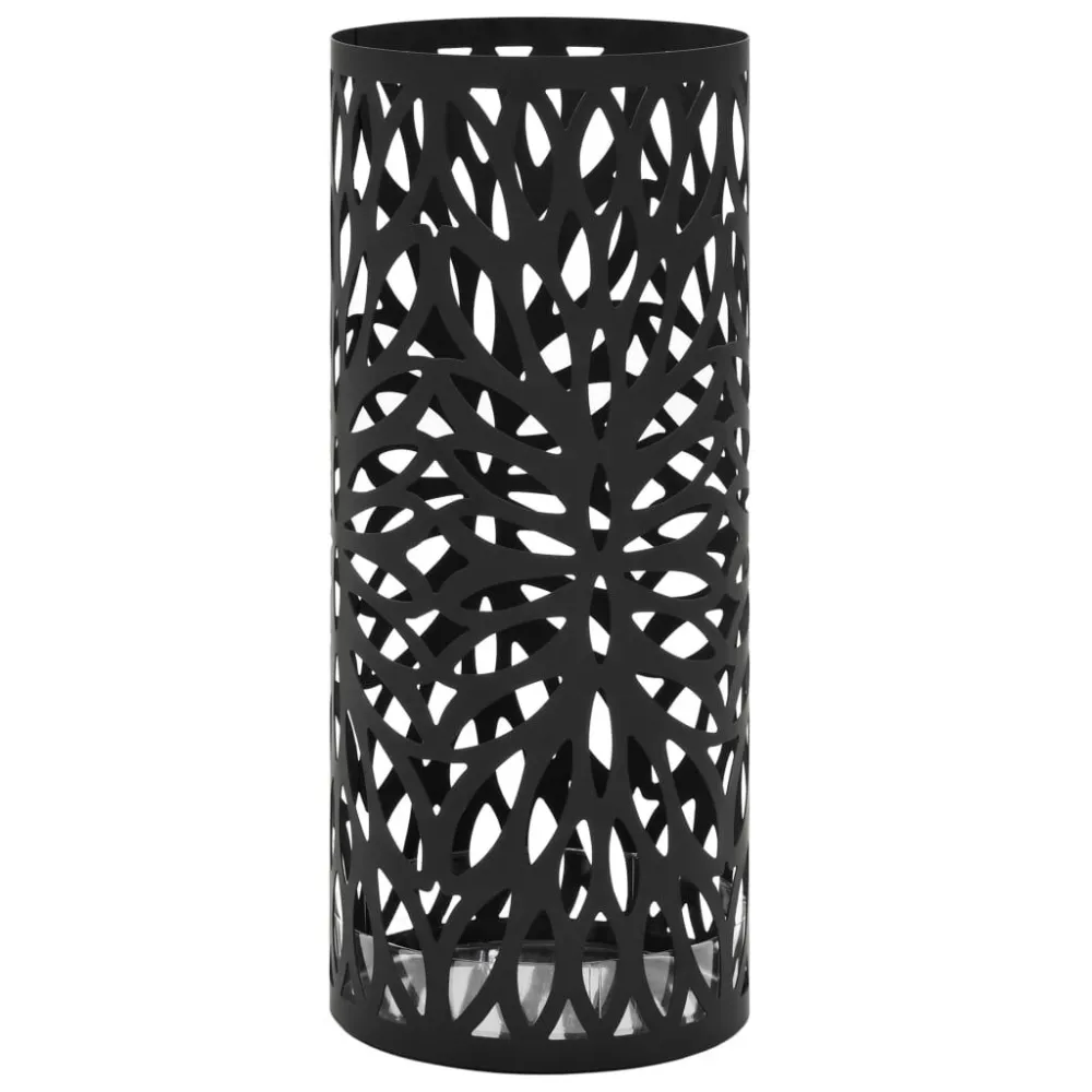Suporte para guarda-chuvas com folhas em ço preto Fácil de Limpar