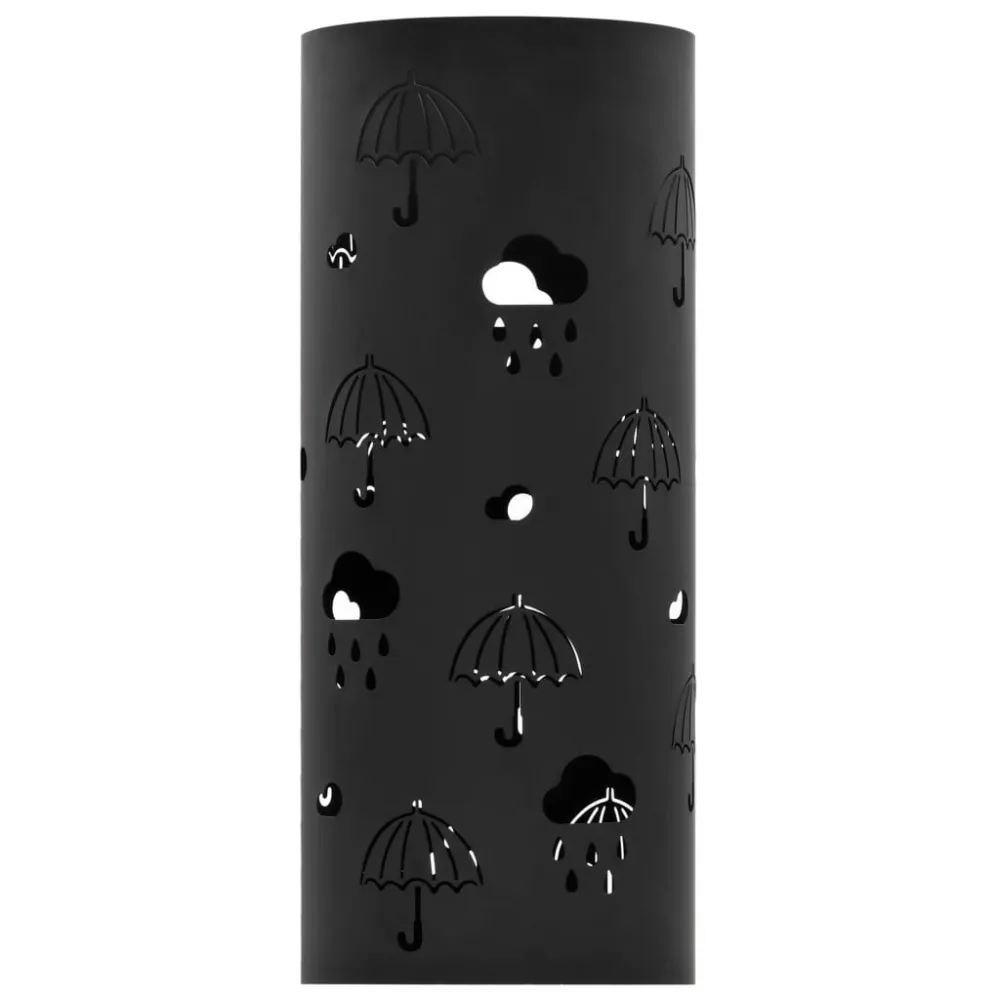 Suporte para guarda-chuvas em ço preto | Acabamento em Madeira Maciç