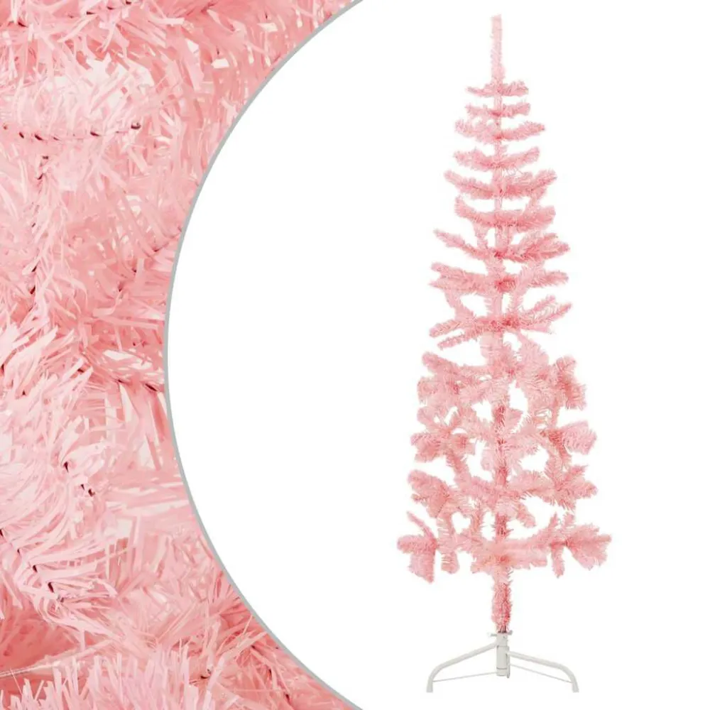 Meia árvore de Natal fina com suporte 120 cm rosa Lavável na Máquina