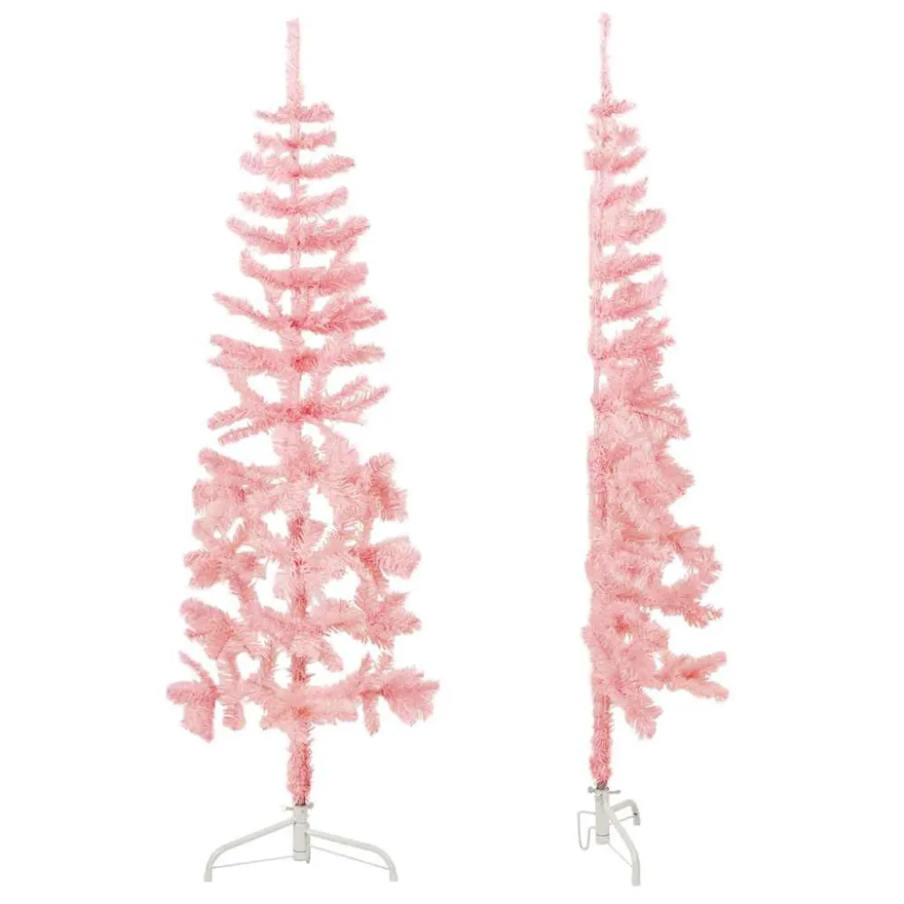 Meia árvore de Natal fina com suporte 120 cm rosa Lavável na Máquina