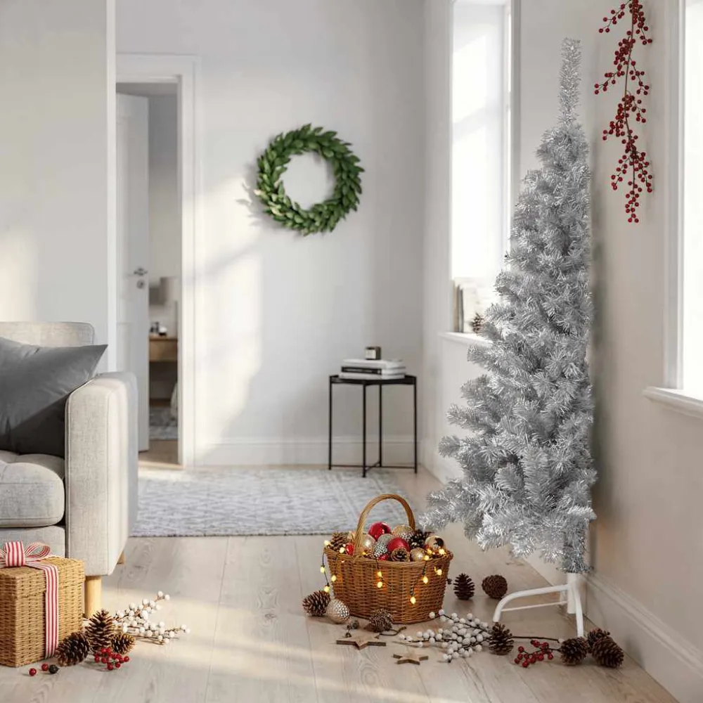 Tecido de Alta Qualidade Meia árvore de Natal artificial com suporte 150 cm PVC rosa