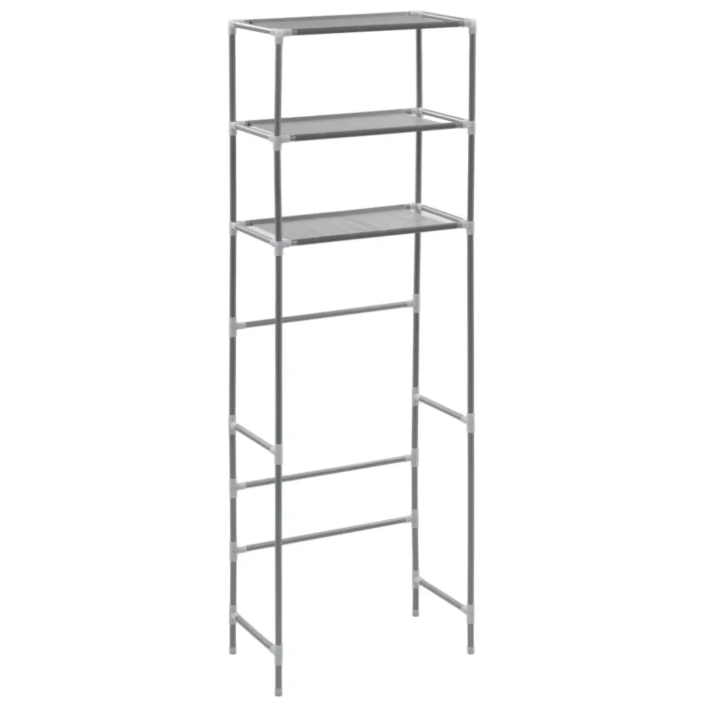 Cesto de Roupas Sujas Estante de 3 prateleiras para casa de banho 53x28x169 cm prateado