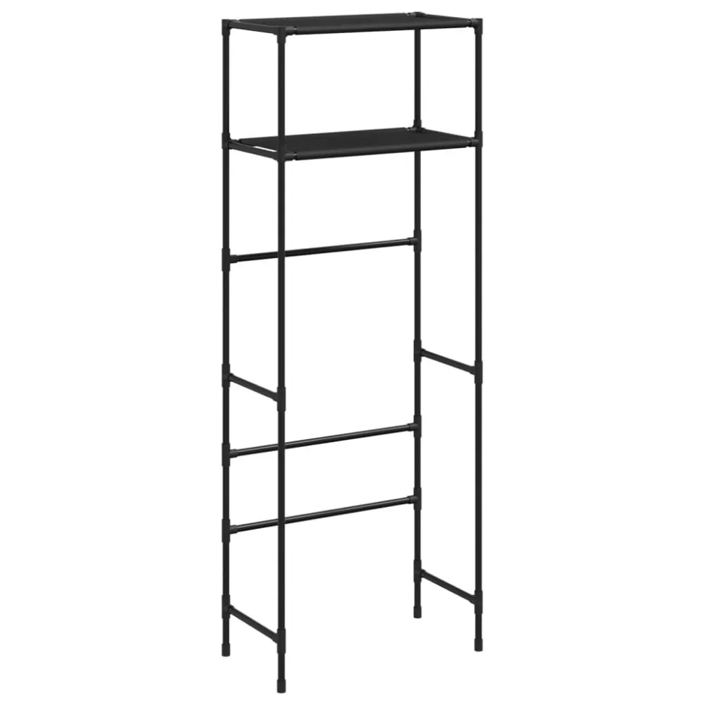 Estante arrumação para sanita 2 níveis 53,5x28x143 cm ferro preto para Banheiro Moderno