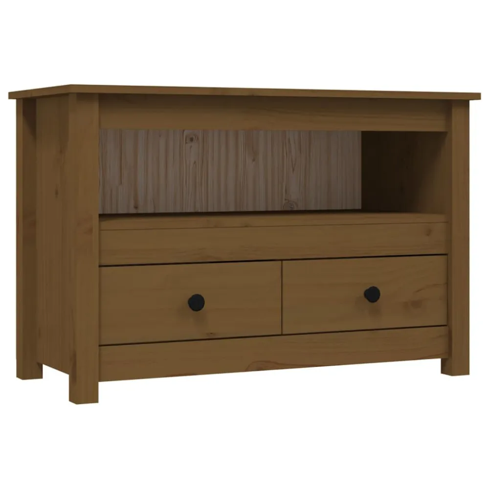 Mesa de Sinuca Móvel de TV 79x35x52 cm madeira de pinho maciç castanho mel