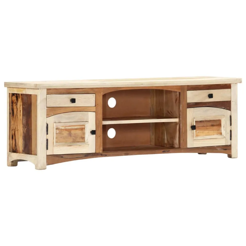 Móvel de TV 120x30x40 cm madeira recuperada maciç - Design Modular e Ajustável