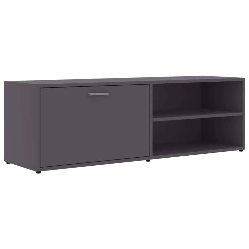 Móvel de TV 120x34x37 cm derivados de madeira cinzento em Preto e Vermelho