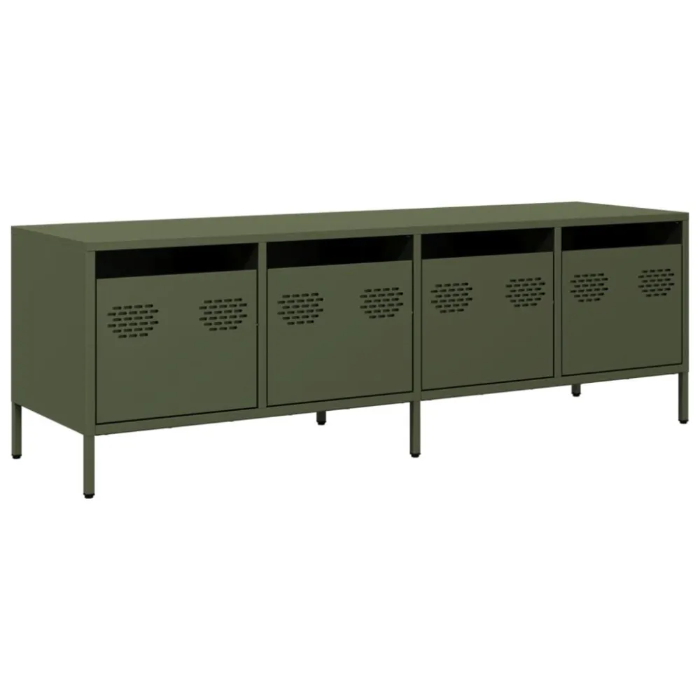 Móvel de TV 135x39x43,5 cm ço laminado helado verde-azeitona