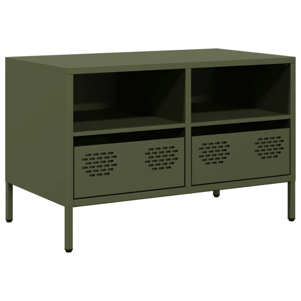 Móvel de TV 68x39x43,5 cm ço laminado fresco verde-azeitona