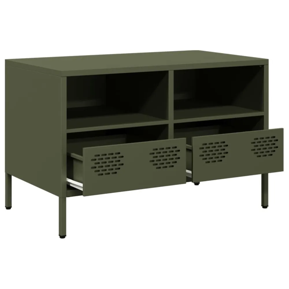 Móvel de TV 68x39x43,5 cm ço laminado fresco verde-azeitona