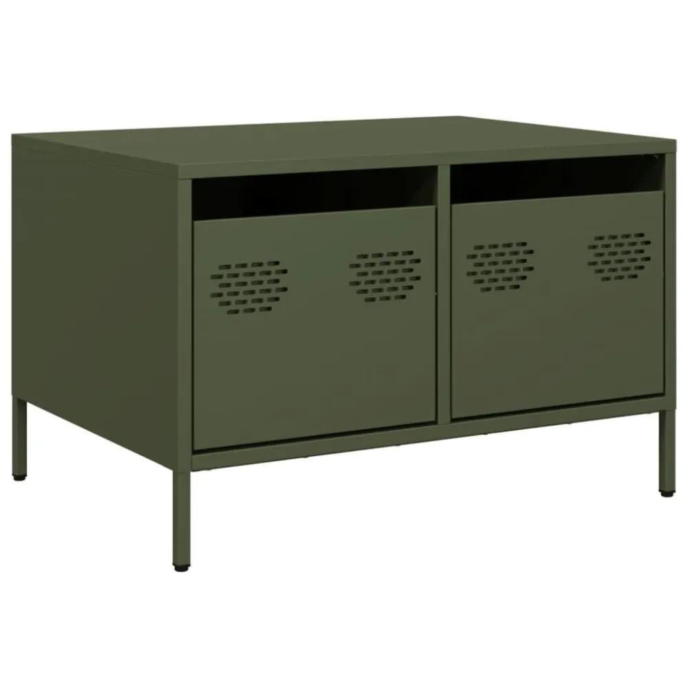 Móvel de TV 68x50x43,5 cm ço laminado gélido verde-azeitona - Design Modular e Ajustável