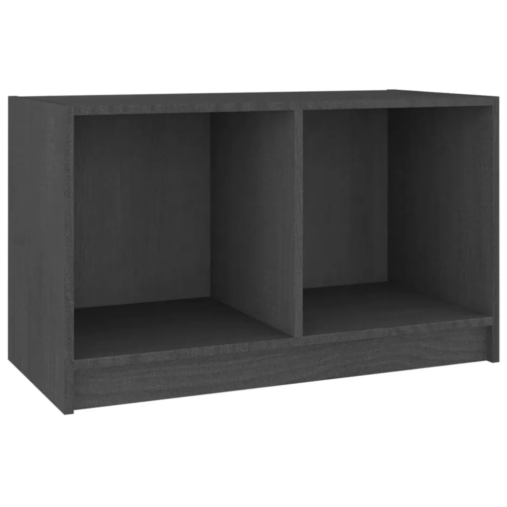 Móvel de TV 70x33x42 cm madeira de pinho maciç cinzento em Preto e Vermelho