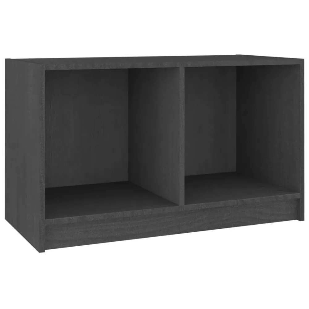 Móvel de TV 70x33x42 cm madeira de pinho maciç cinzento em Preto e Vermelho