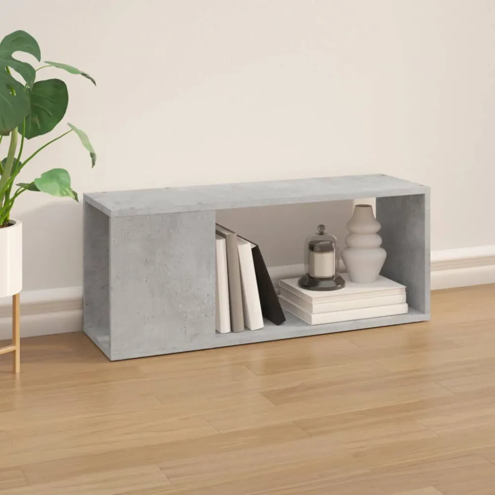 Móvel de TV 80x24x32 cm contraplacado cinzento-cimento Montagem em 1 Hora
