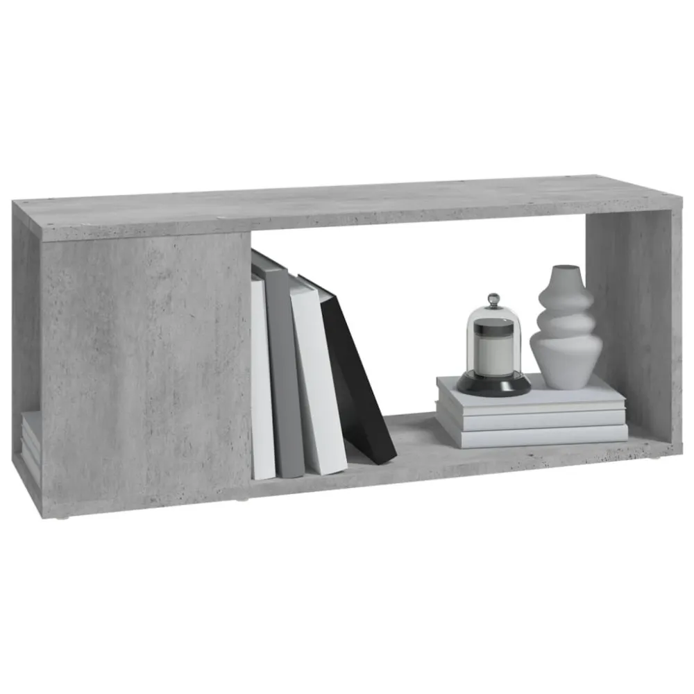 Móvel de TV 80x24x32 cm contraplacado cinzento-cimento Montagem em 1 Hora