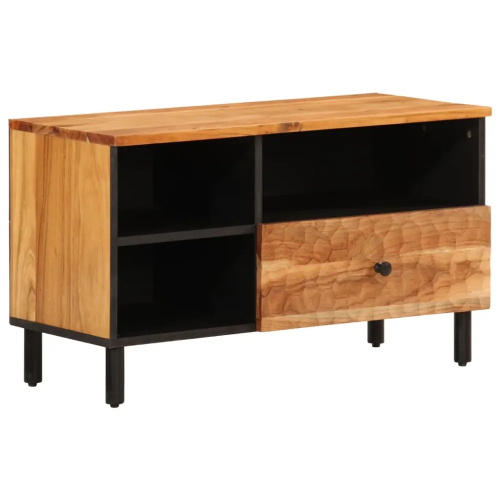 Móvel de TV 80x33x46 cm madeira de acácia maciç com Regulagem de Altura