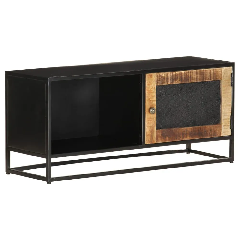 Móvel de TV 90x30x40 cm madeira de mangueira áspera com Suporte para Headset