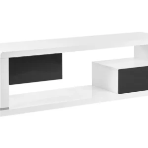Móvel de TV com 2 gavetas branco e preto SPOKAN com Garantia Estendida | Montagem Fácil