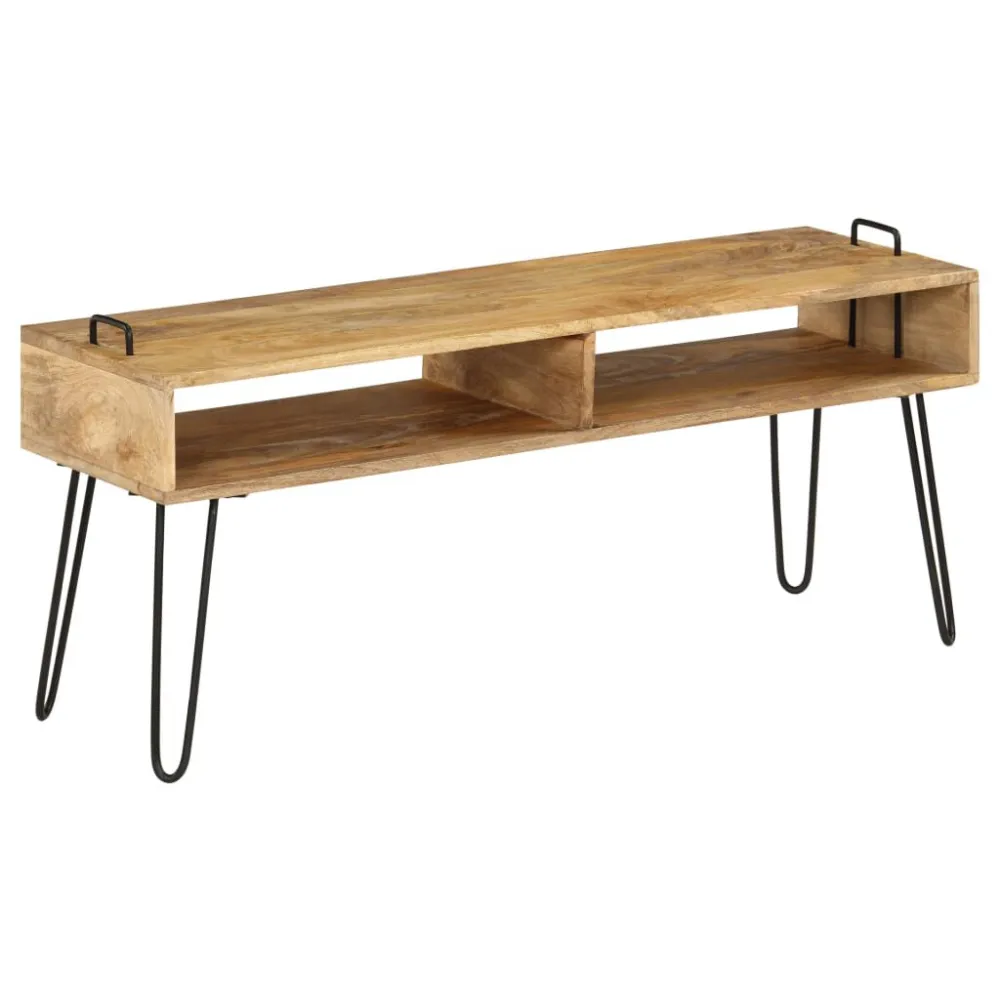Móvel de TV madeira de mangueira maciç 110x35x45 cm com Garantia Estendida | Montagem Fácil