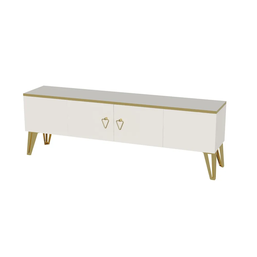 Móvel para TV Meslar 150cm Branco e Dourado em Preto e Vermelho