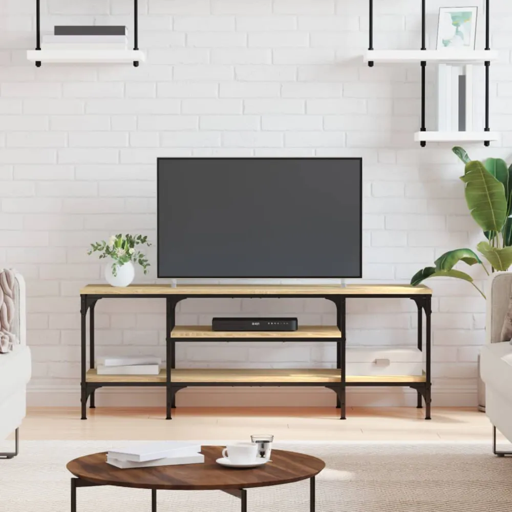 Resistente para Ambientes de Lazer Móvel de TV 121x35x45cm derivados madeira/ferro carvalho sonoma