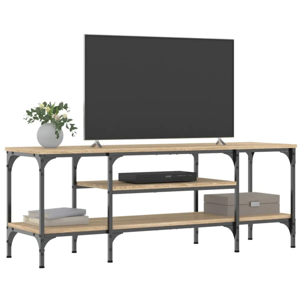 Resistente para Ambientes de Lazer Móvel de TV 121x35x45cm derivados madeira/ferro carvalho sonoma
