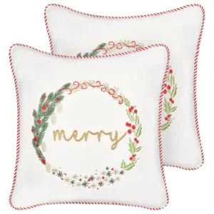 Set 2 Pelúcia Cushions Christmas Motif 45 x 45 cm White EUCHARIS