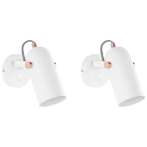 Conjunto de 2 candeeiros de parede em metálico branco TYRIA