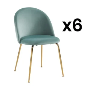 Conjunto de 6 cadeiras veludo e metálico dourado verde sálvia - MELBOURNE