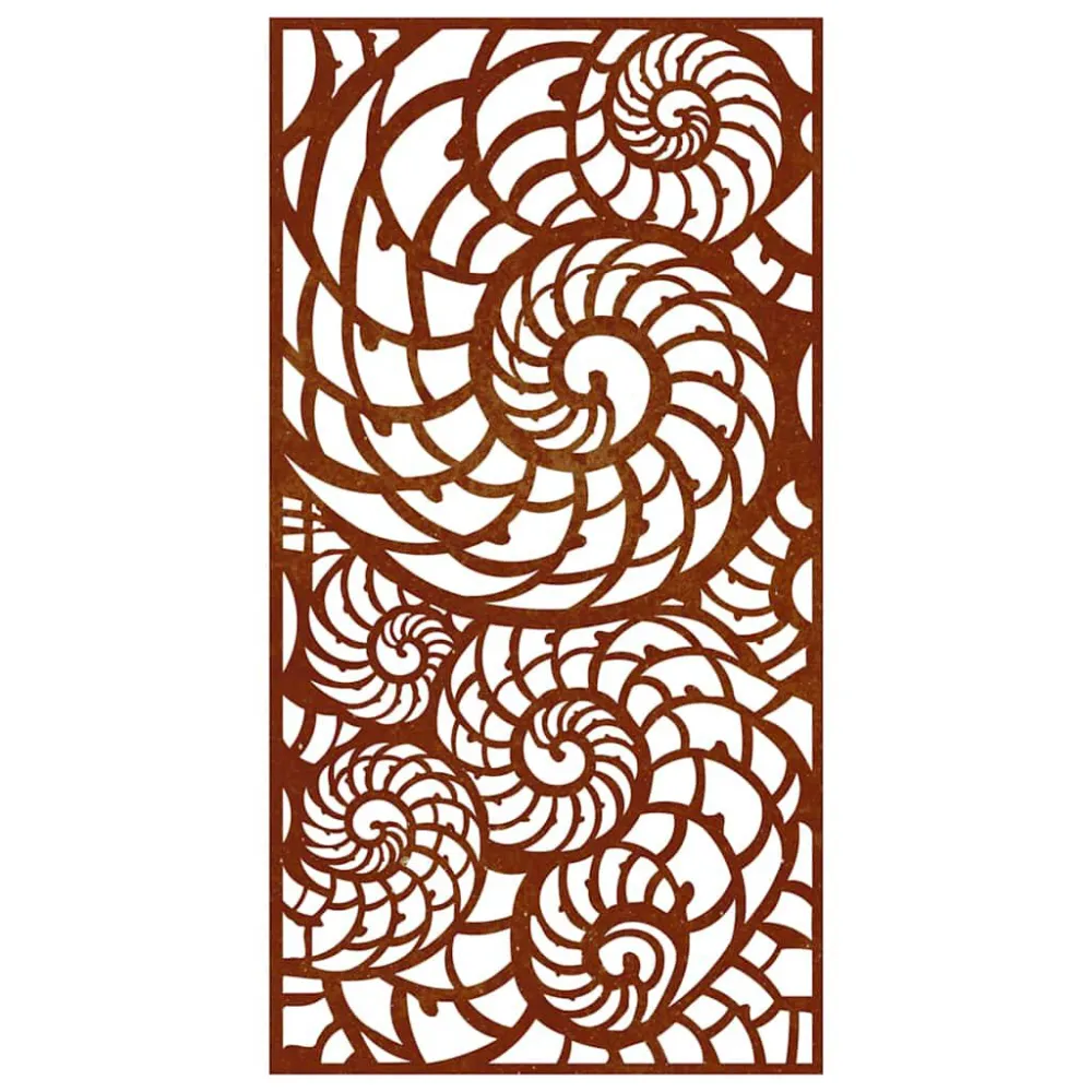 Decoração para muro de jardim 105x55 cm ço corten design conchas