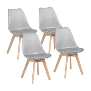 WeHome - Conjunto de 4 cadeiras internas Candice, design inovador cinza