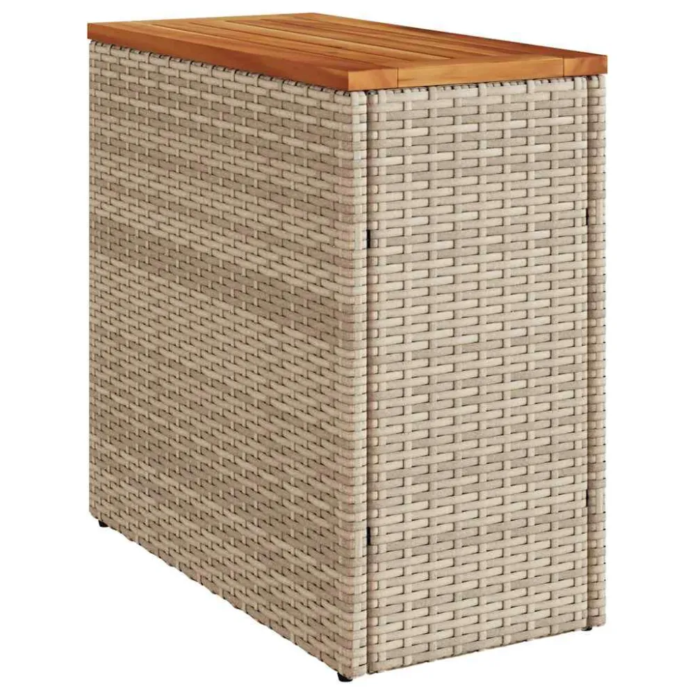 Mesa de apoio jardim com tampo vidro 58x27,5x55 cm vime PE bege com Ajuste de Altura