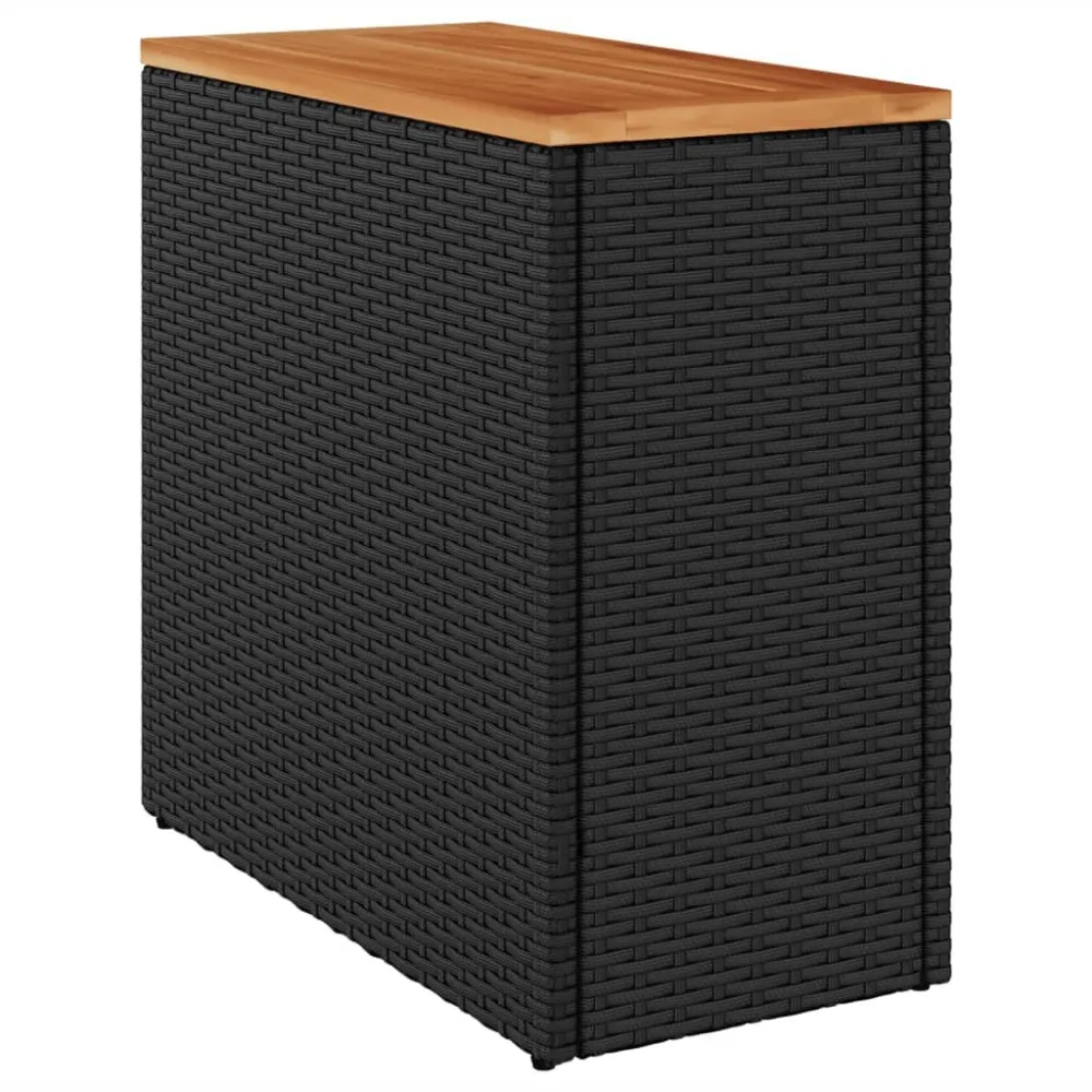 Mesa de Bistrô Mesa de apoio jardim com tampo vidro 58x27,5x55 cm vime PE preto
