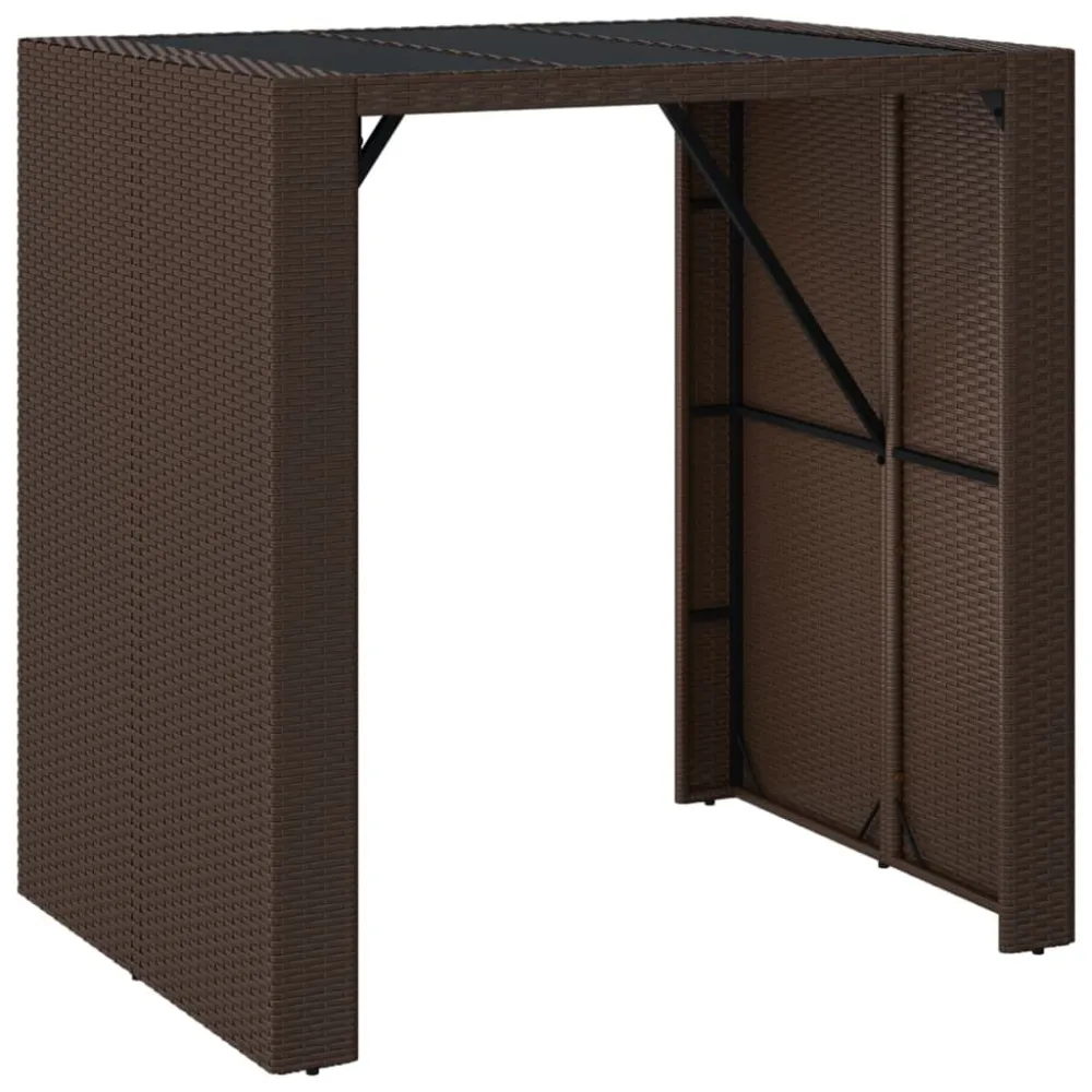 Mesa de Bistrô Mesa de bar com tampo de vidro 105x80x110 cm vime PE castanho