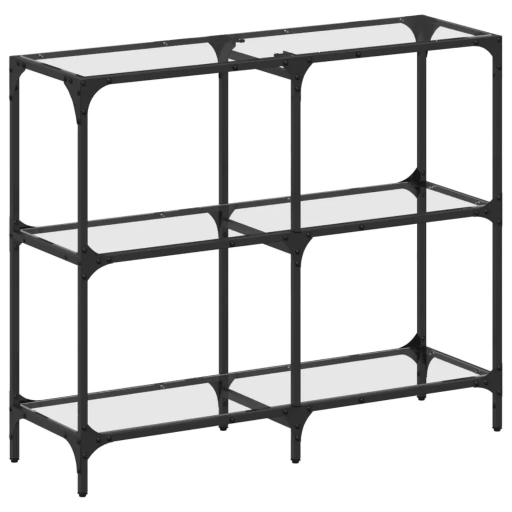 Mesa de Bistrô Mesa consola com tampo em vidro transparente 98x30x81 cm ço