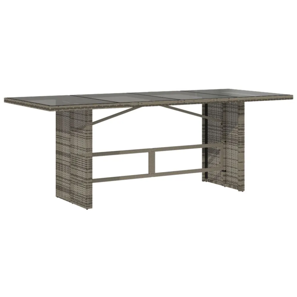 Mesa de Bistrô Mesa de jardim com tampo de vidro 190x80x74 cm vime PE cinza