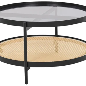 Mesa de centro com tampo em vidro castanha clara e preta RENO com Ajuste de Altura
