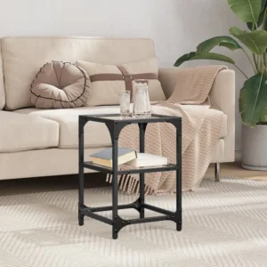 Mesa de centro com tampo em vidro transparente 30x30x45 cm ço em Alumínio e Vidro