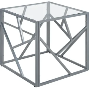 Mesa de Centro para Mesa de apoio prateada com tampo de vidro ORLAND